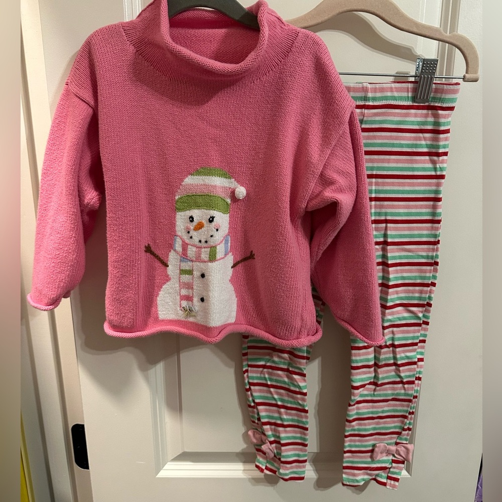 Rare Editions Pink and White Set with Snowman Design